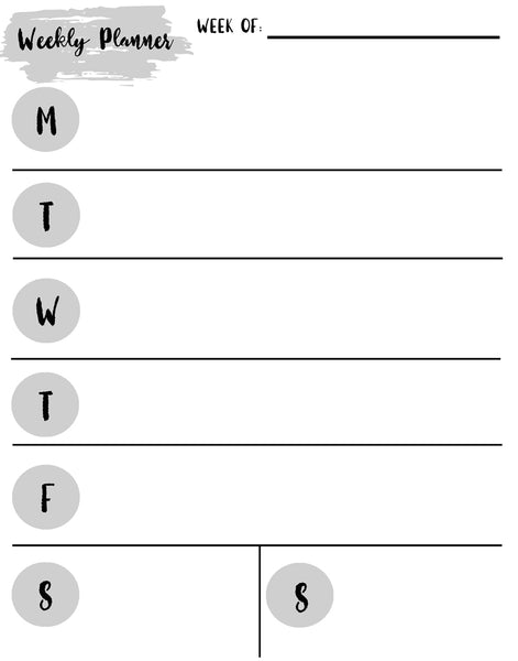 Weekly Calendar Dry  Erase Sheet