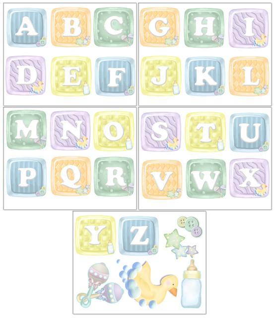 Nursery Room Alphabet Baby Blocks Wall Stickers - Create-A-Mural